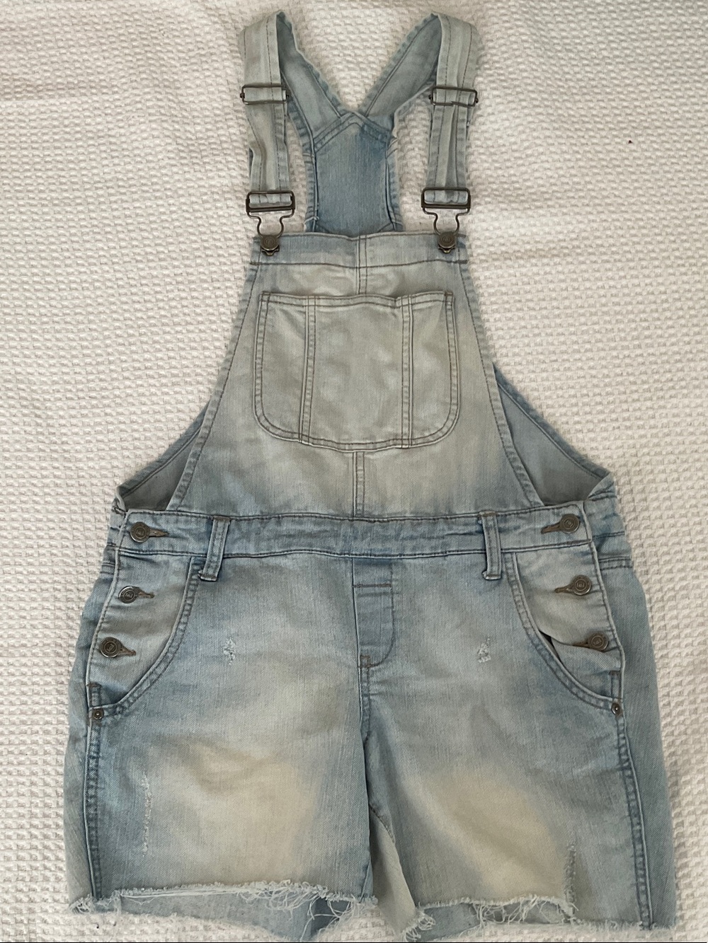 lei Light Wash Denim Short Overalls